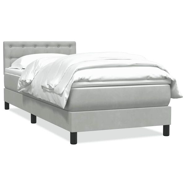 vidaXL Sommier &agrave; lattes de lit et matelas gris clair 80x220 cm velours