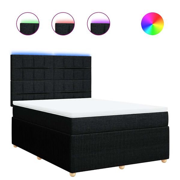 vidaXL Sommier &agrave; lattes de lit avec matelas Noir 160x200 cm Tissu