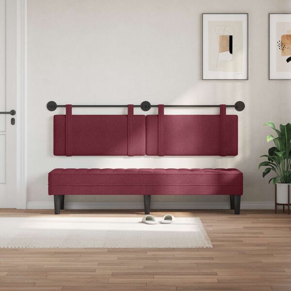 vidaXL T&ecirc;te de lit suspendue Uni Bordeaux 190 x 55 x 5 cm tissu