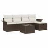 vidaXL Ensemble de canap&eacute; de jardin 6 pcs Marron et Cr&egrave;me polyrotin