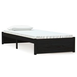 vidaXL Cadre de lit sans matelas noir bois massif 75x190 cm