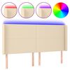vidaXL T&ecirc;te de lit &agrave; LED Cr&egrave;me 183x16x118/128 cm Tissu