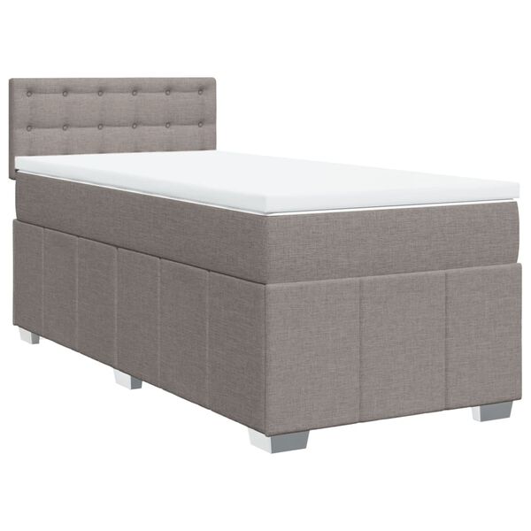 vidaXL Sommier &agrave; lattes de lit avec matelas Taupe 90x200 cm Tissu