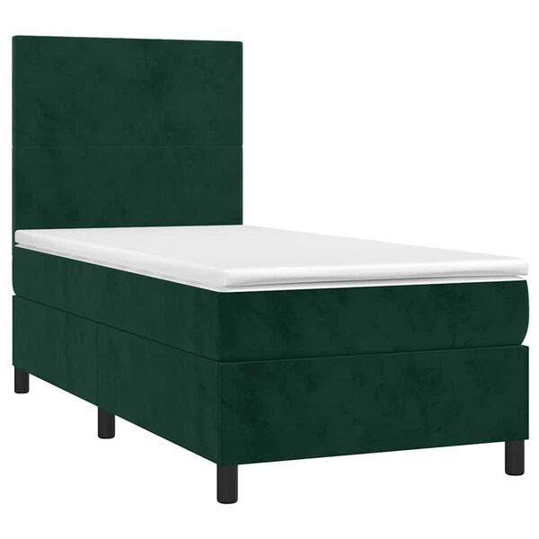 vidaXL Sommier &agrave; lattes de lit avec matelas et LED Vert fonc&eacute; 90x190cm