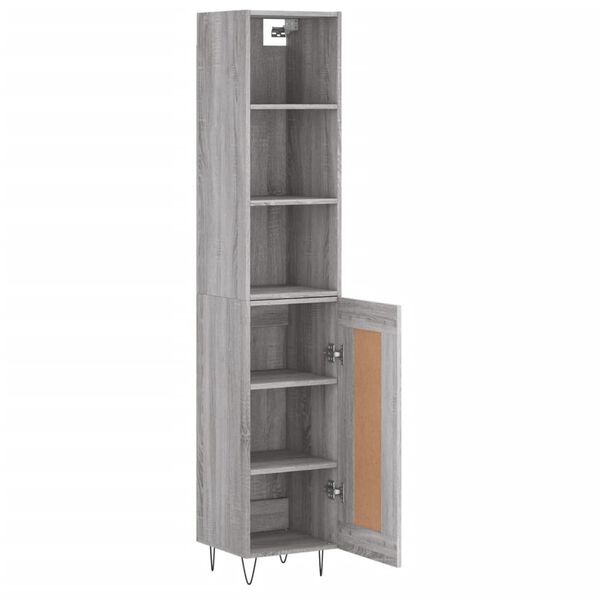 vidaXL Buffet haut Sonoma gris 34,5x34x180 cm Bois d'ing&eacute;nierie
