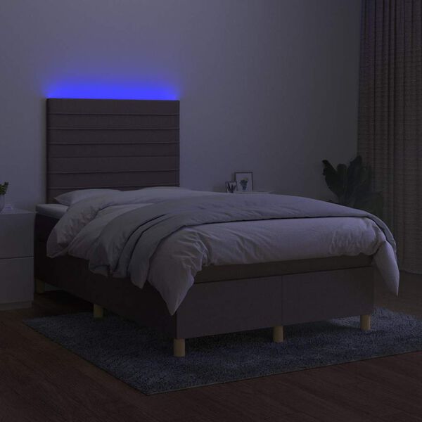 vidaXL Sommier &agrave; lattes de lit matelas et LED taupe 120x190 cm tissu