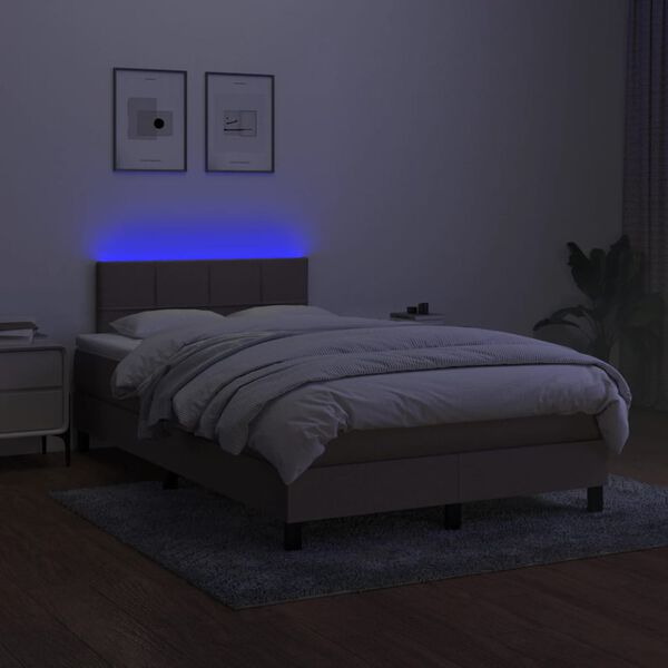 vidaXL Sommier &agrave; lattes de lit matelas et LED taupe 120x190 cm tissu