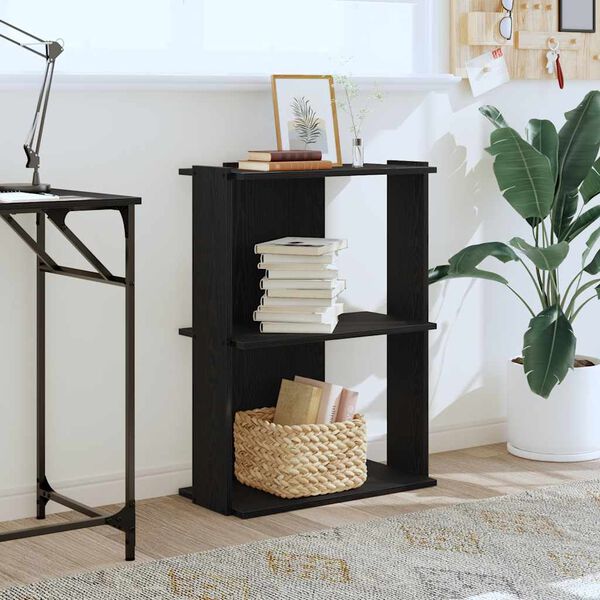 vidaXL Bibliothèque à 3 niveaux noir 60x30x80 cm bois d'ingénierie