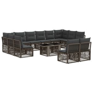 vidaXL Ensemble de canap&eacute; de jardin 13 pc Gris polyrotin