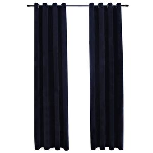 vidaXL Rideaux occultants avec anneaux 2 pcs Velours Noir 140x245 cm