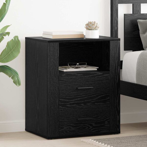 vidaXL Cabinet de chevet Ch&ecirc;ne noir 35 x 50 x 60 cm Bois d'ing&eacute;nierie
