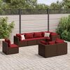 vidaXL Salon de jardin avec coussins 8 pcs marron r&eacute;sine tress&eacute;e