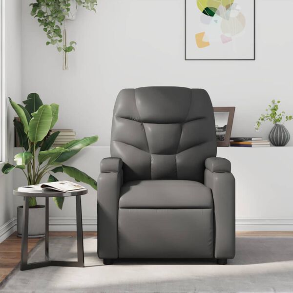 vidaXL Fauteuil de massage inclinable Gris Similicuir