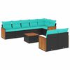 vidaXL Ensemble de canap&eacute; de jardin 9 pcs avec coussins noir r&eacute;sine tress&eacute;e