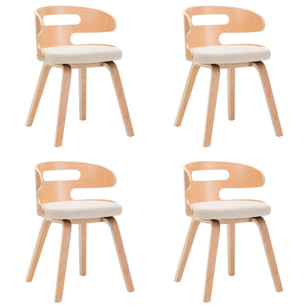 vidaXL Chaises à manger lot de 4 crème bois courbé et similicuir