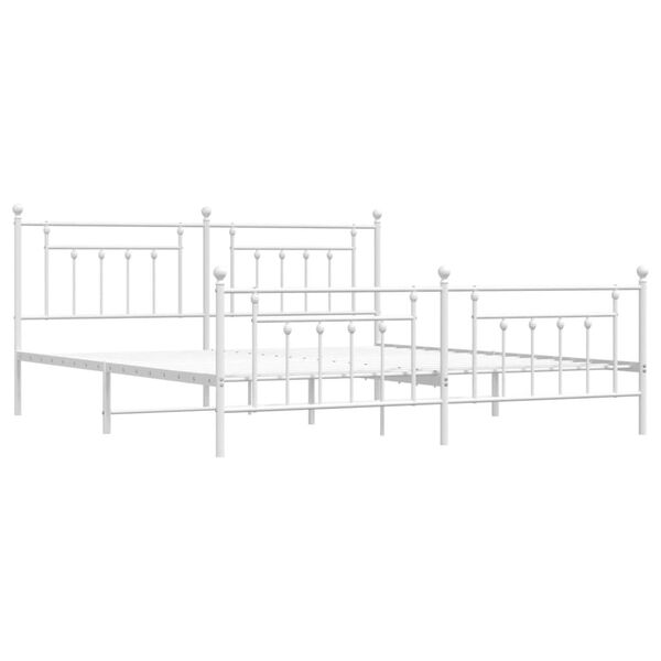 vidaXL Cadre de lit m&eacute;tal sans matelas et pied de lit blanc 200x200 cm