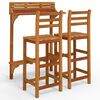 vidaXL Ensemble de bar de balcon 3 pcs Bois d'acacia massif