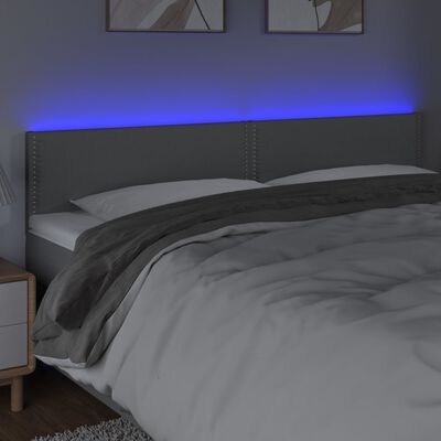 vidaXL Tête de lit à LED Gris clair 200x5x78/88 cm Tissu