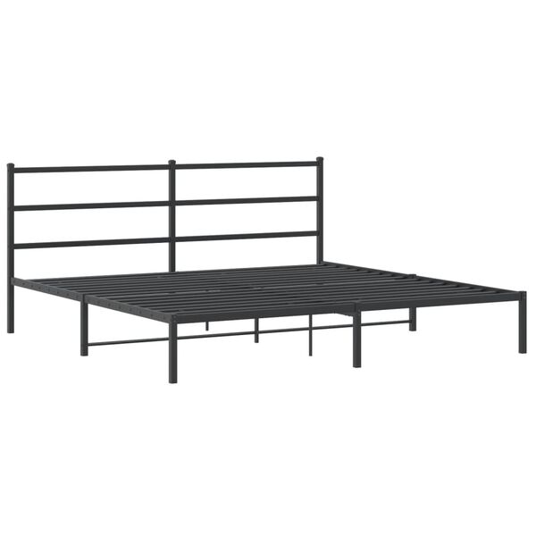vidaXL Cadre de lit m&eacute;tal sans matelas avec t&ecirc;te de lit noir 200x200cm