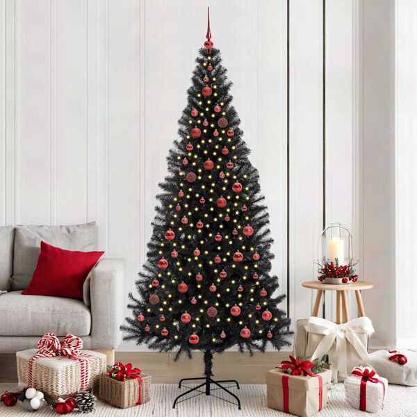 vidaXL Sapin de No&euml;l avec 300 LED avec support Noir 210 cm PVC