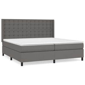 vidaXL Sommier &agrave; lattes de lit avec matelas Gris 200x200 cm Similicuir