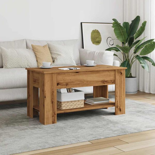 vidaXL Table basse ch&ecirc;ne artisanal 101x49x52 cm bois d'ing&eacute;nierie