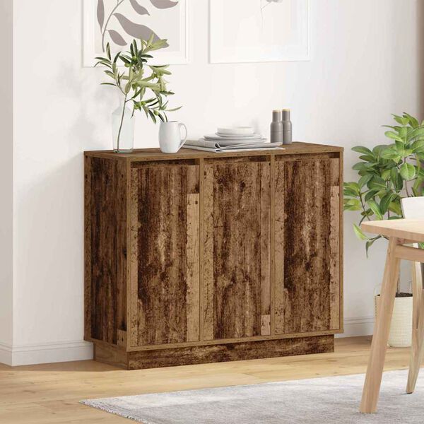 vidaXL Buffet LED Bois ancien 90 x 32 x 75 cm Bois d'ing&eacute;nierie