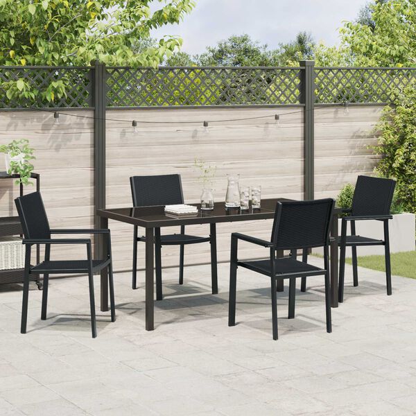vidaXL Ensemble de salle &agrave; manger pour jardin 5 pcs Noir