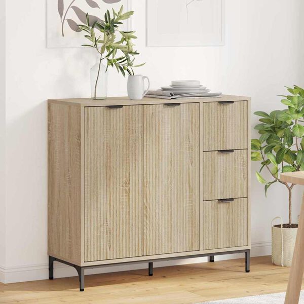 vidaXL Buffet Ch&ecirc;ne Sonoma 89,5 x 33 x 82 cm Bois d'ing&eacute;nierie