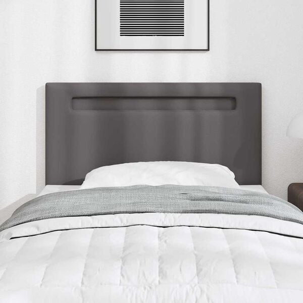 vidaXL T&ecirc;te de lit LED Gris 100 cm Cuir synth&eacute;tique