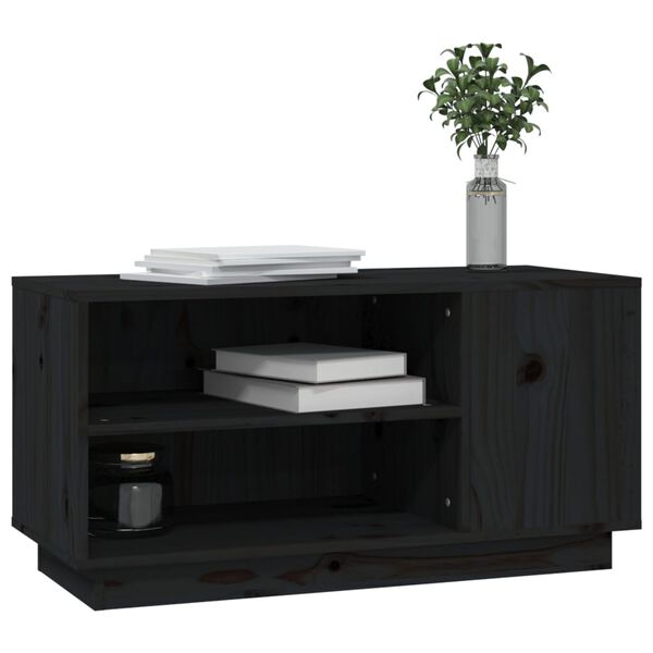 vidaXL Meuble TV Noir 80x35x40,5 cm Bois de pin massif
