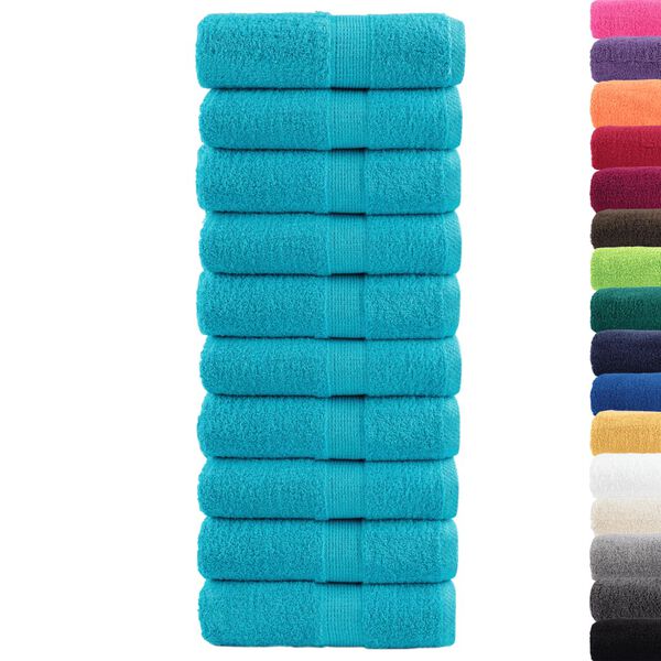 vidaXL Serviettes de toilette premium SOLUND 10 pi&egrave;ces Turquoise 30 x 30 cm 600 g/m&sup2;