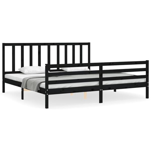 vidaXL Cadre de lit sans matelas noir 200x200 cm bois massif de pin