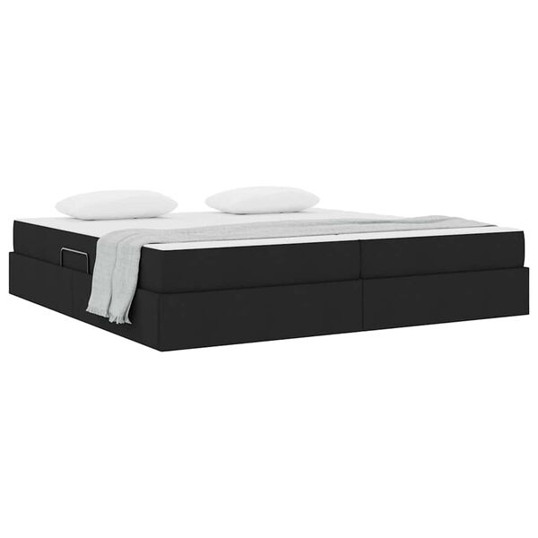 vidaXL Lit avec rangement et matelas Noir 200 x 200 cm Polyester