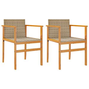vidaXL Chaises de jardin lot de 2 beige r&eacute;sine tress&eacute;e et bois massif
