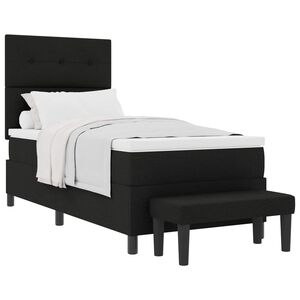 vidaXL Lit &agrave; ressorts avec matelas Noir 90 x 190 cm tissu