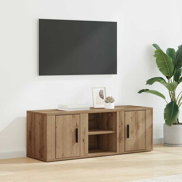 vidaXL Meuble TV Ch&ecirc;ne artisanal 100 x 31,5 x 35 cm Bois d'ing&eacute;nierie