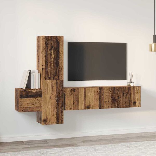vidaXL Ensemble meuble TV 5 pcs Bois Ancien Bois d'ing&eacute;nierie