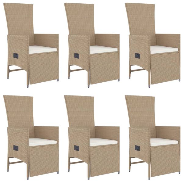 vidaXL Ensemble &agrave; manger de jardin et coussins 7 pcs beige poly rotin