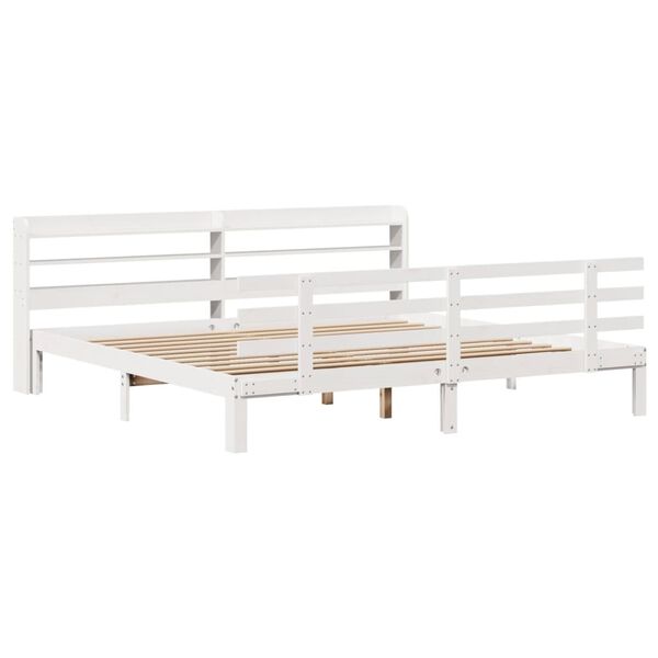 vidaXL Cadre de lit avec t&ecirc;te de lit sans matelas blanc 200x200 cm
