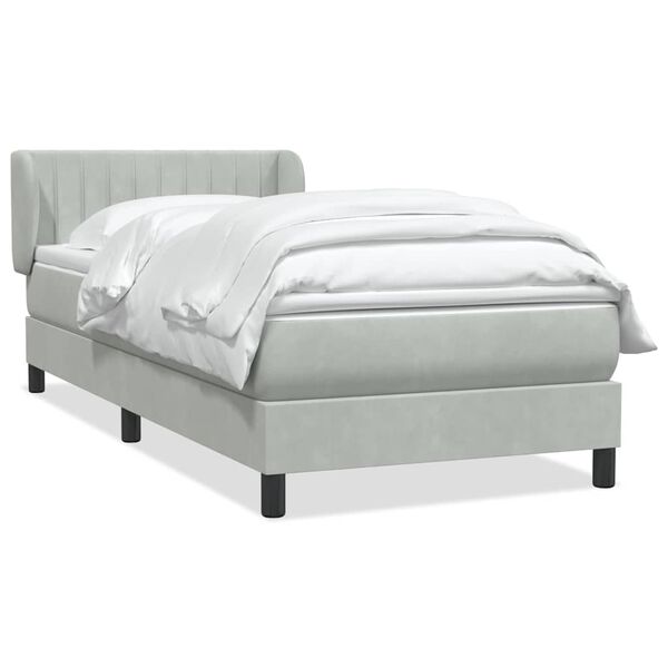 vidaXL Sommier &agrave; lattes de lit et matelas gris clair 90x210 cm velours