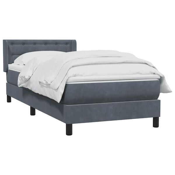 vidaXL Sommier &agrave; lattes de lit et matelas gris fonc&eacute; 90x220 cm velours