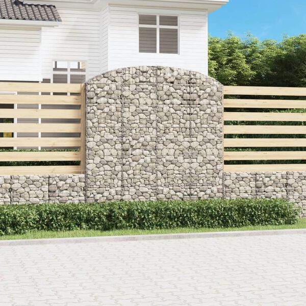 vidaXL Panier de gabions arqu&eacute; 200x30x200/220 cm Fer galvanis&eacute;