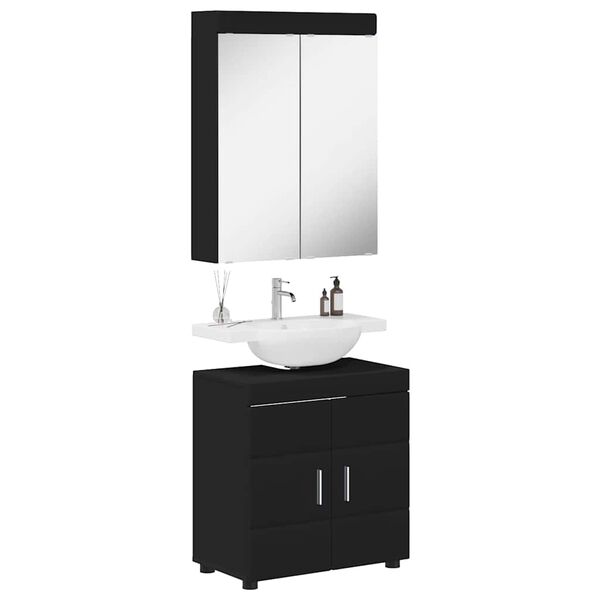 vidaXL Ensemble de mobilier de salle de bain avec &eacute;tag&egrave;re TULUM Noir