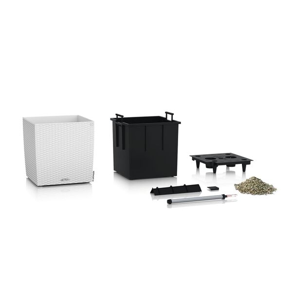 LECHUZA Jardini&egrave;re CUBE Cottage 40 ALL-IN-ONE Blanc