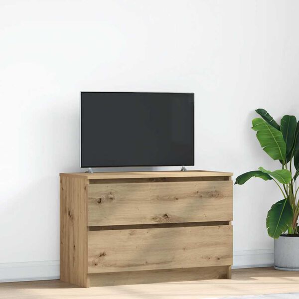 vidaXL Meuble TV ch&ecirc;ne artisanal 80x35x54 cm bois d'ing&eacute;nierie
