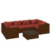 vidaXL Salon de jardin 7 pcs avec coussins R&eacute;sine tress&eacute;e Marron