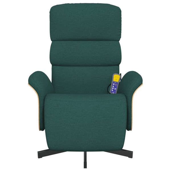 vidaXL Fauteuil inclinable de massage et repose-pieds vert foncé tissu