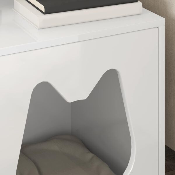 vidaXL Maison pour chat Blanc Brillant 42,5 x 40 x 53,5 cm