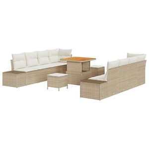 vidaXL Ensemble de canap&eacute; de jardin 11 pcs Beige Poly rotin